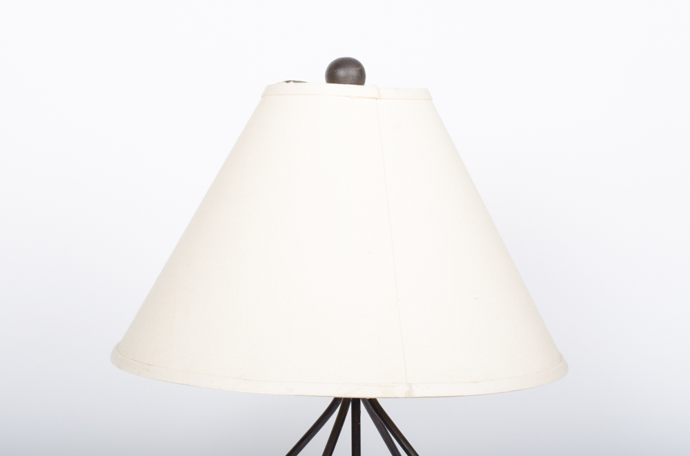 Wrought Iron Table and Lamp