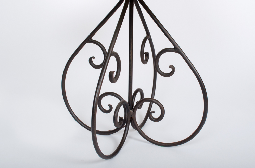 Wrought Iron Table and Lamp