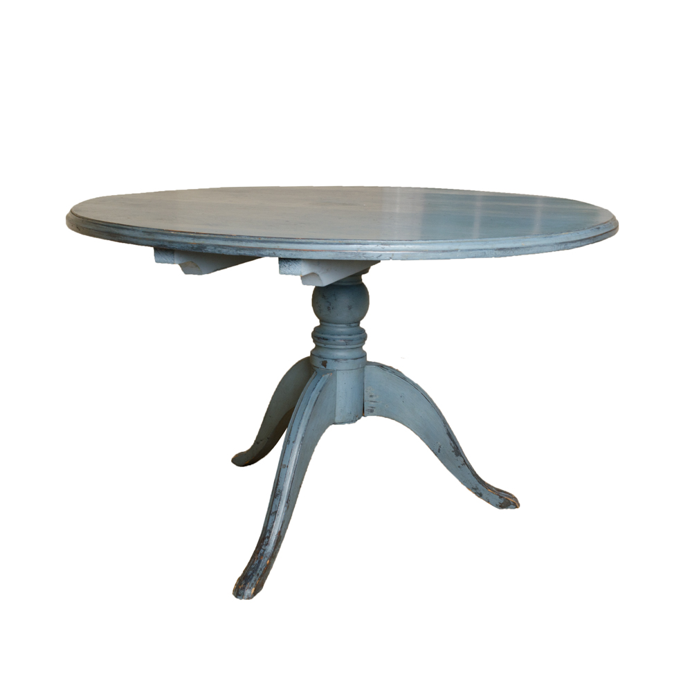 Blue Painted Pine Pedestal Table