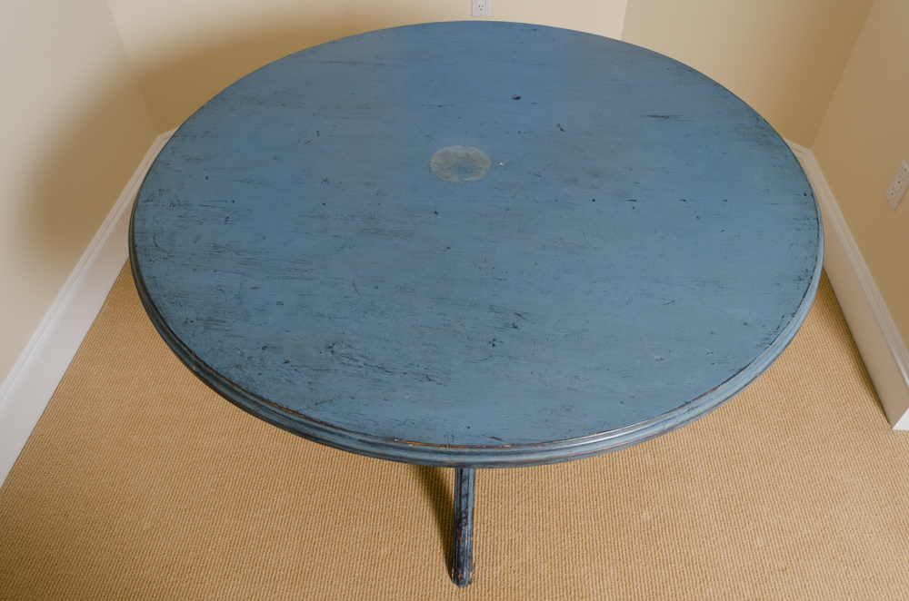 Blue Painted Pine Pedestal Table