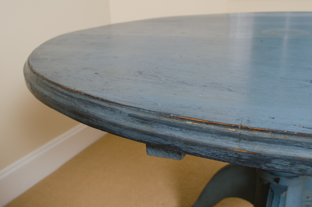 Blue Painted Pine Pedestal Table