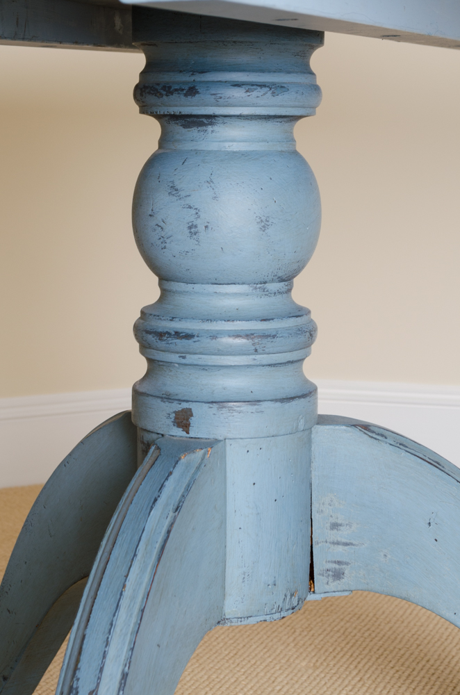 Blue Painted Pine Pedestal Table