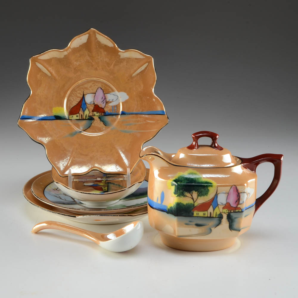 Six Vintage Lusterware Pieces