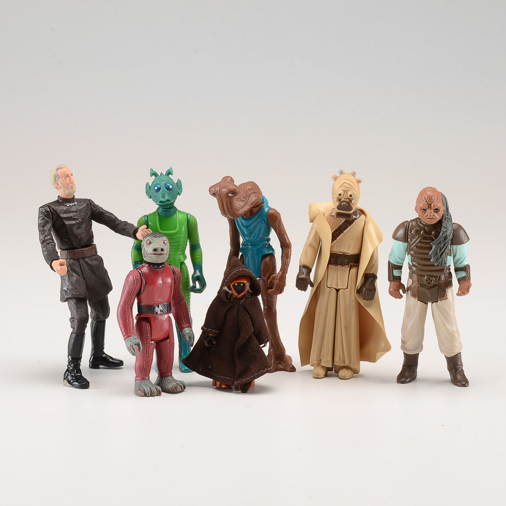 Collection of Six Vintage Star Wars Cantina Aliens and Bounty Hunter Figures