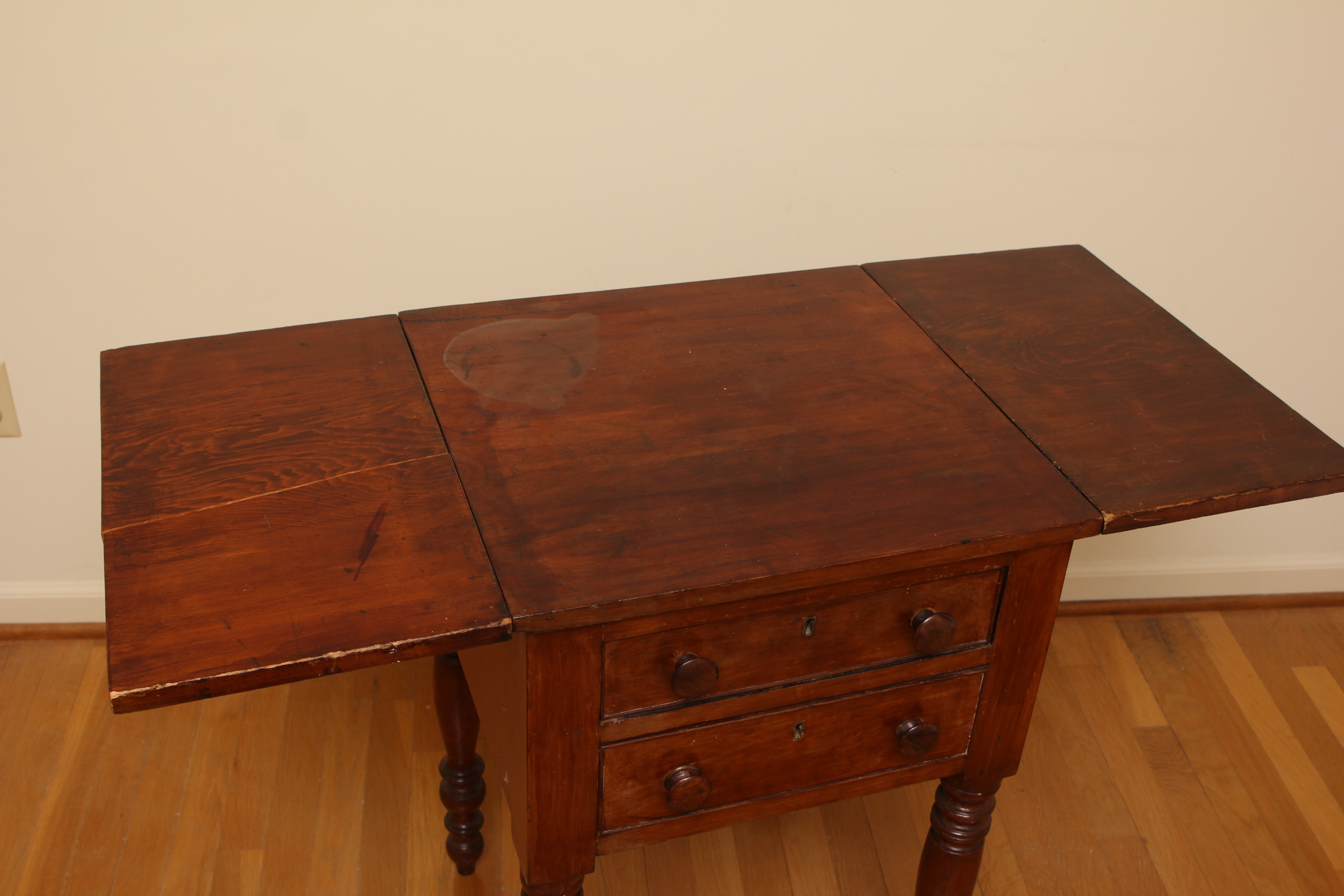 Antique Sheraton Drop Leaf Side Table in Cherry