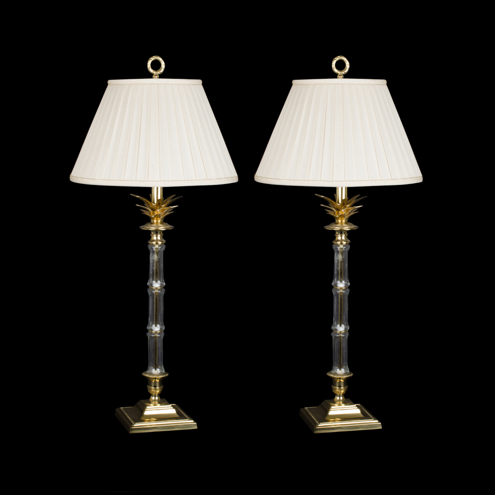 Brass and Glass Palm Tree Lamps