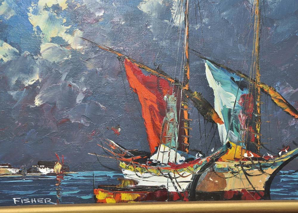 Fisher Signed Oil Painting