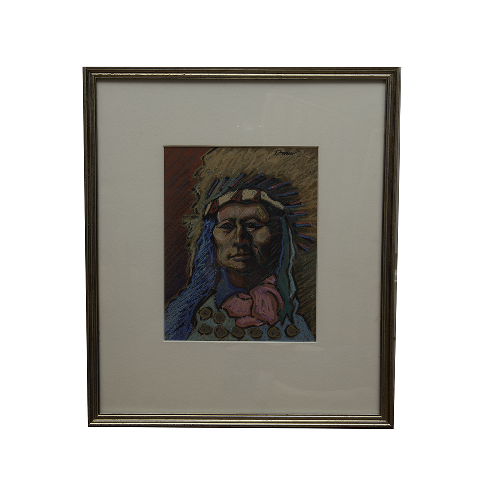 Toman Native American Original Pastel Drawing