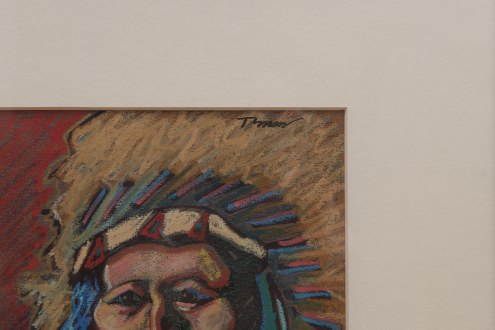 Toman Native American Original Pastel Drawing