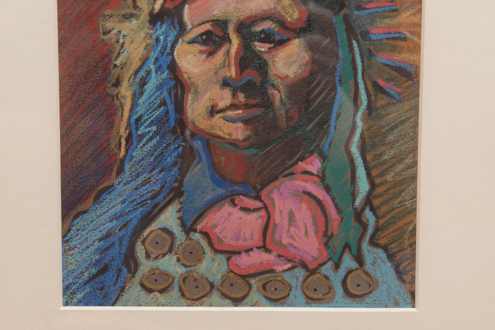 Toman Native American Original Pastel Drawing