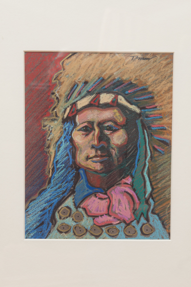 Toman Native American Original Pastel Drawing