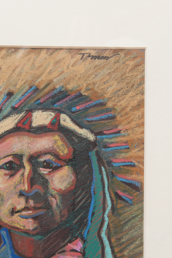 Toman Native American Original Pastel Drawing