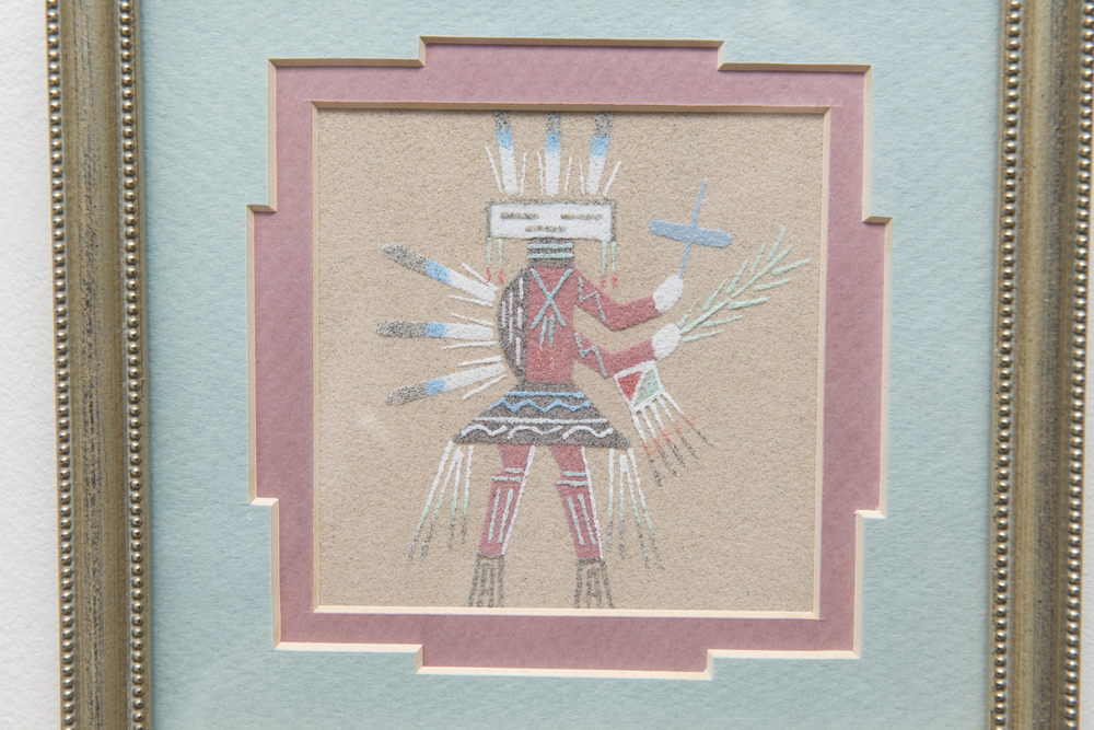 Square Figural Native American Sand Painting