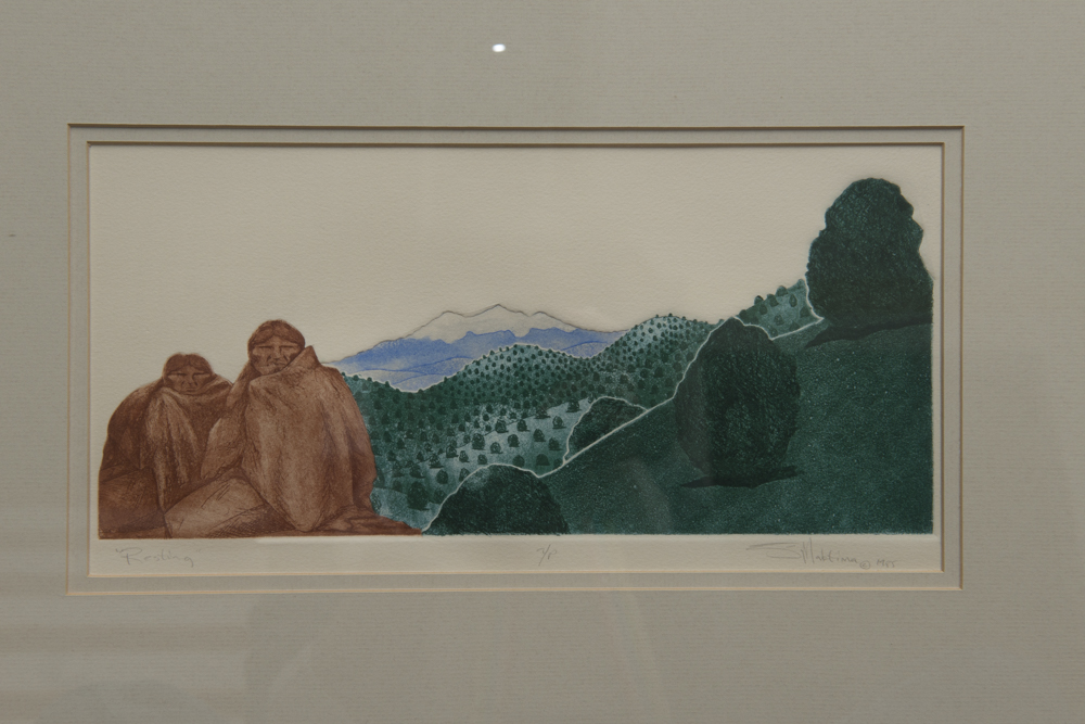 Willard "Joe" Maktima "Resting" Aquatint Etching