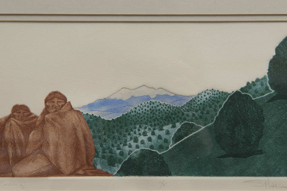 Willard "Joe" Maktima "Resting" Aquatint Etching