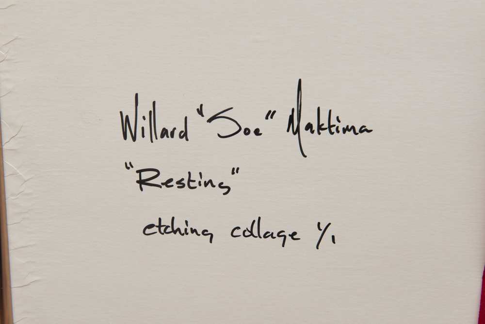 Willard "Joe" Maktima "Resting" Aquatint Etching