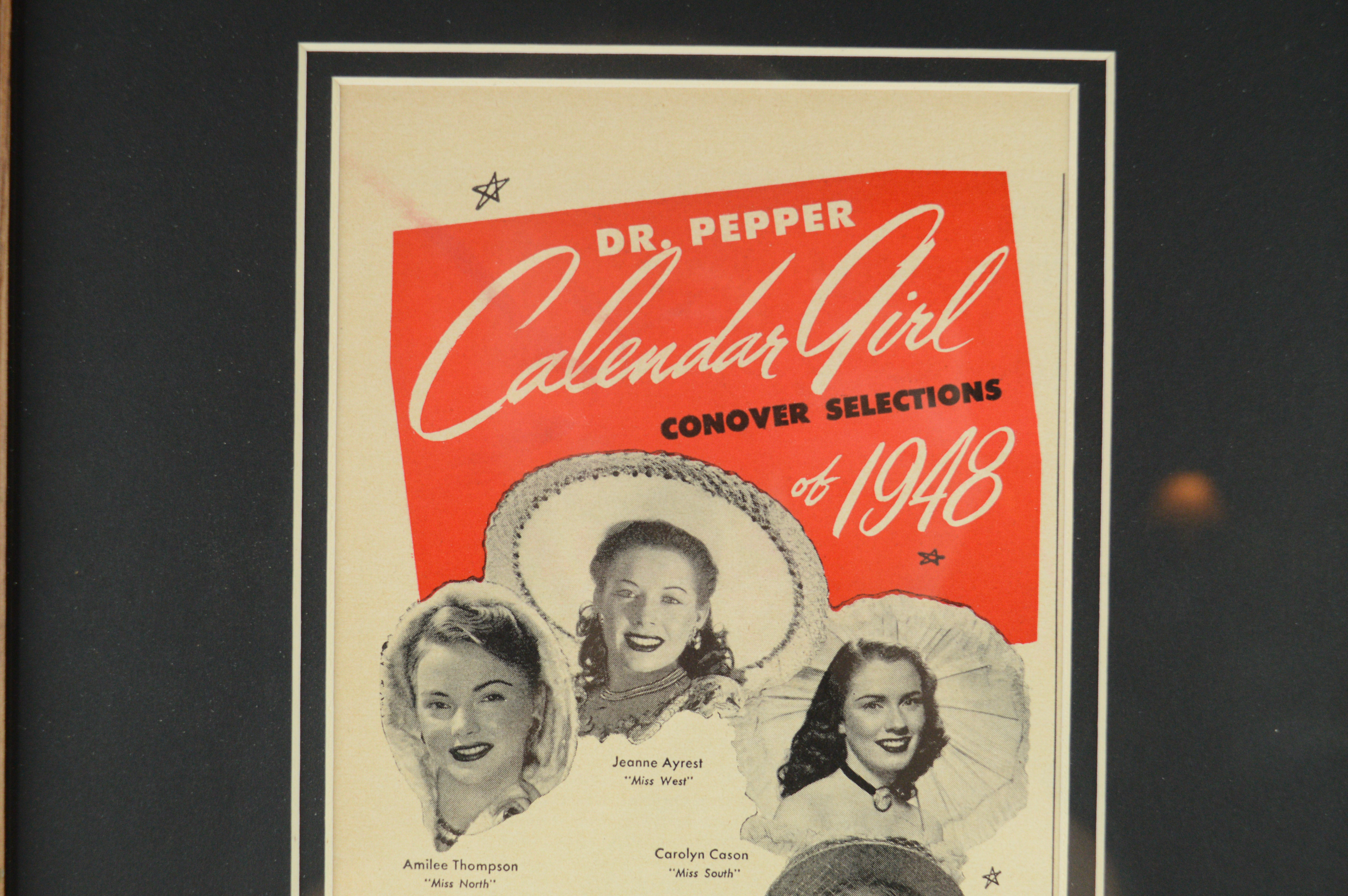 1948  Framed Magazine Advertisement for Dr. Pepper's Calendar Girls