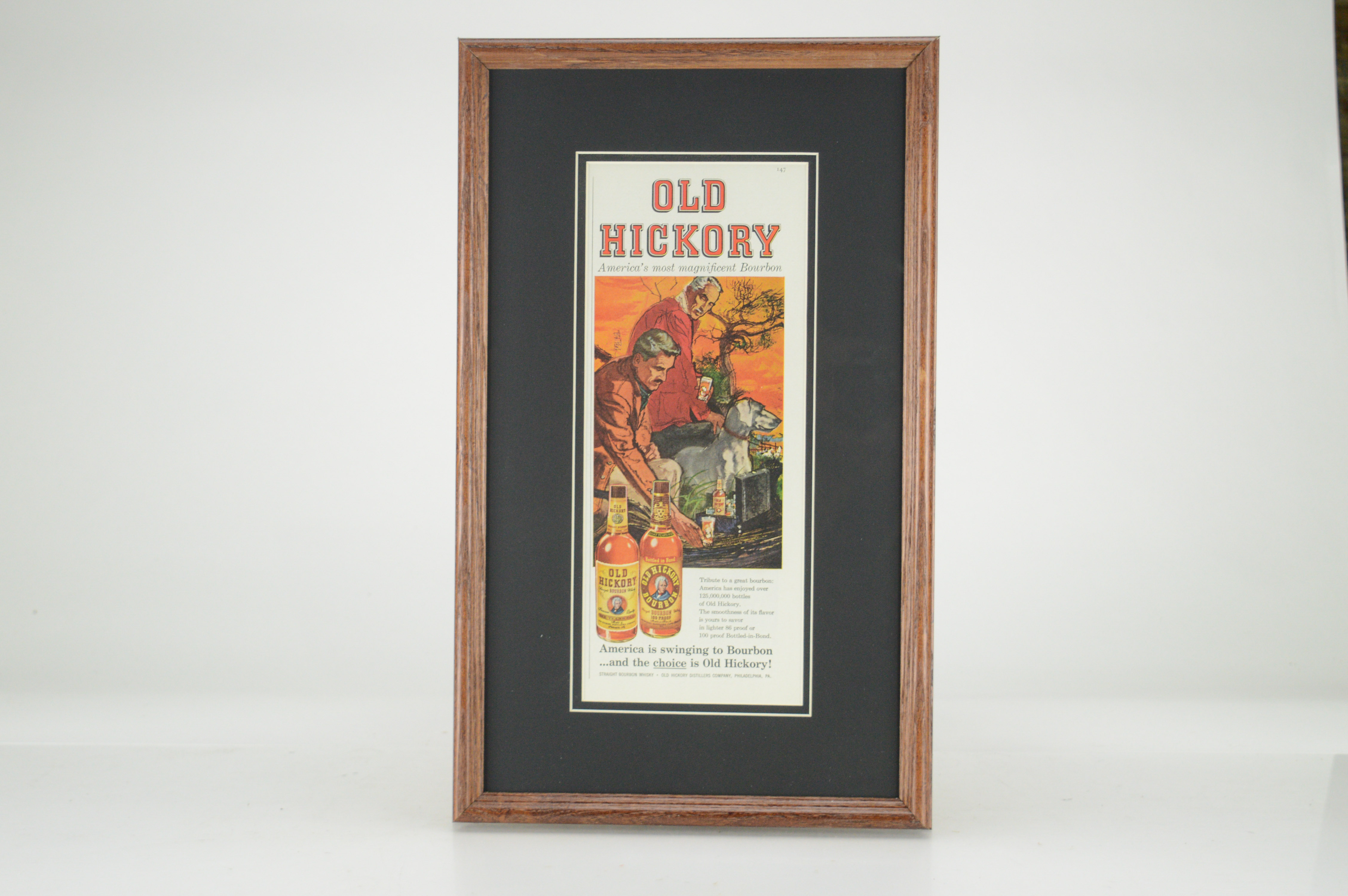 Original 1950  Framed Magazine Advertisement for Old Hickory Straight Bourbon Whisky