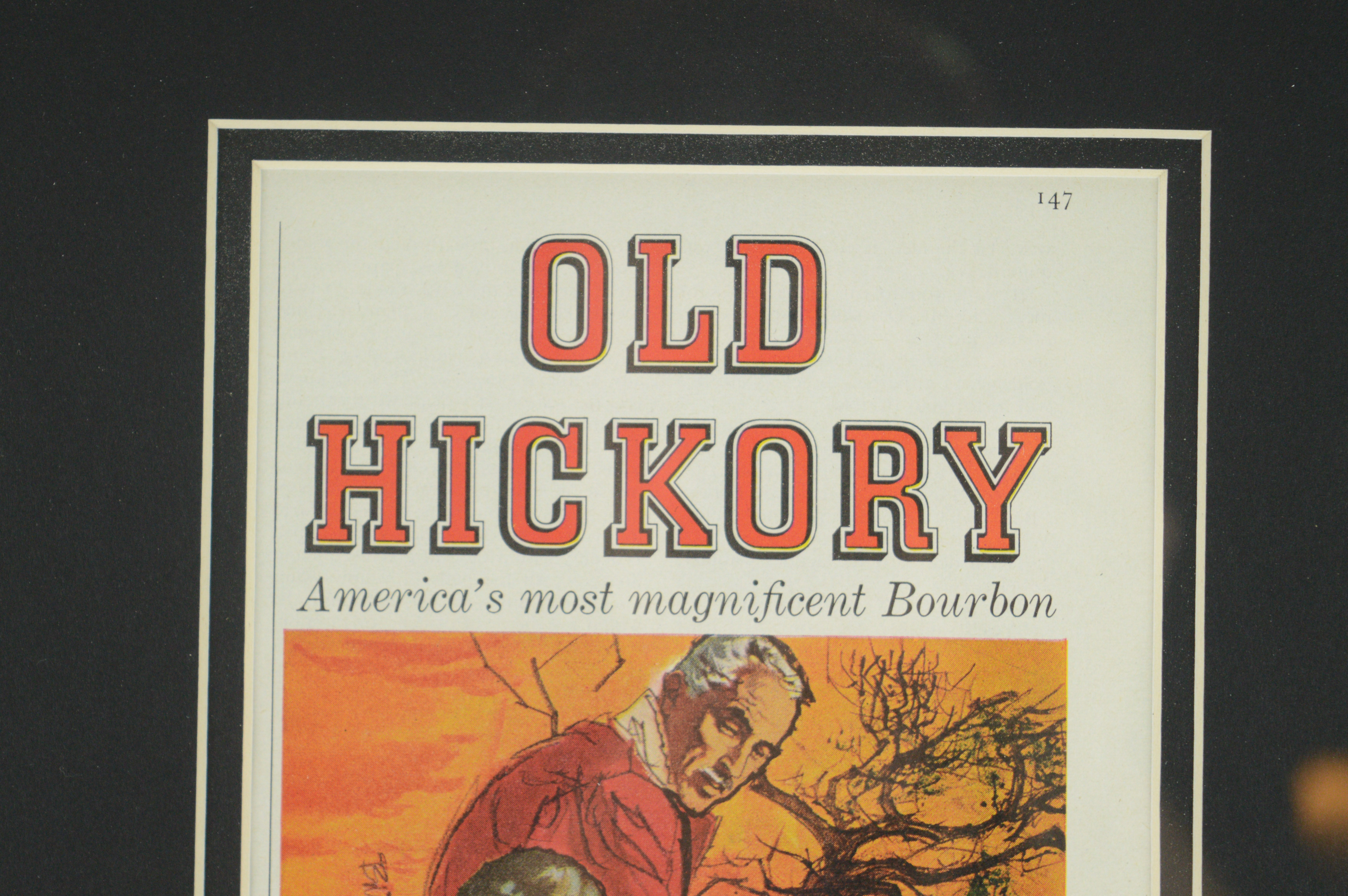 Original 1950  Framed Magazine Advertisement for Old Hickory Straight Bourbon Whisky