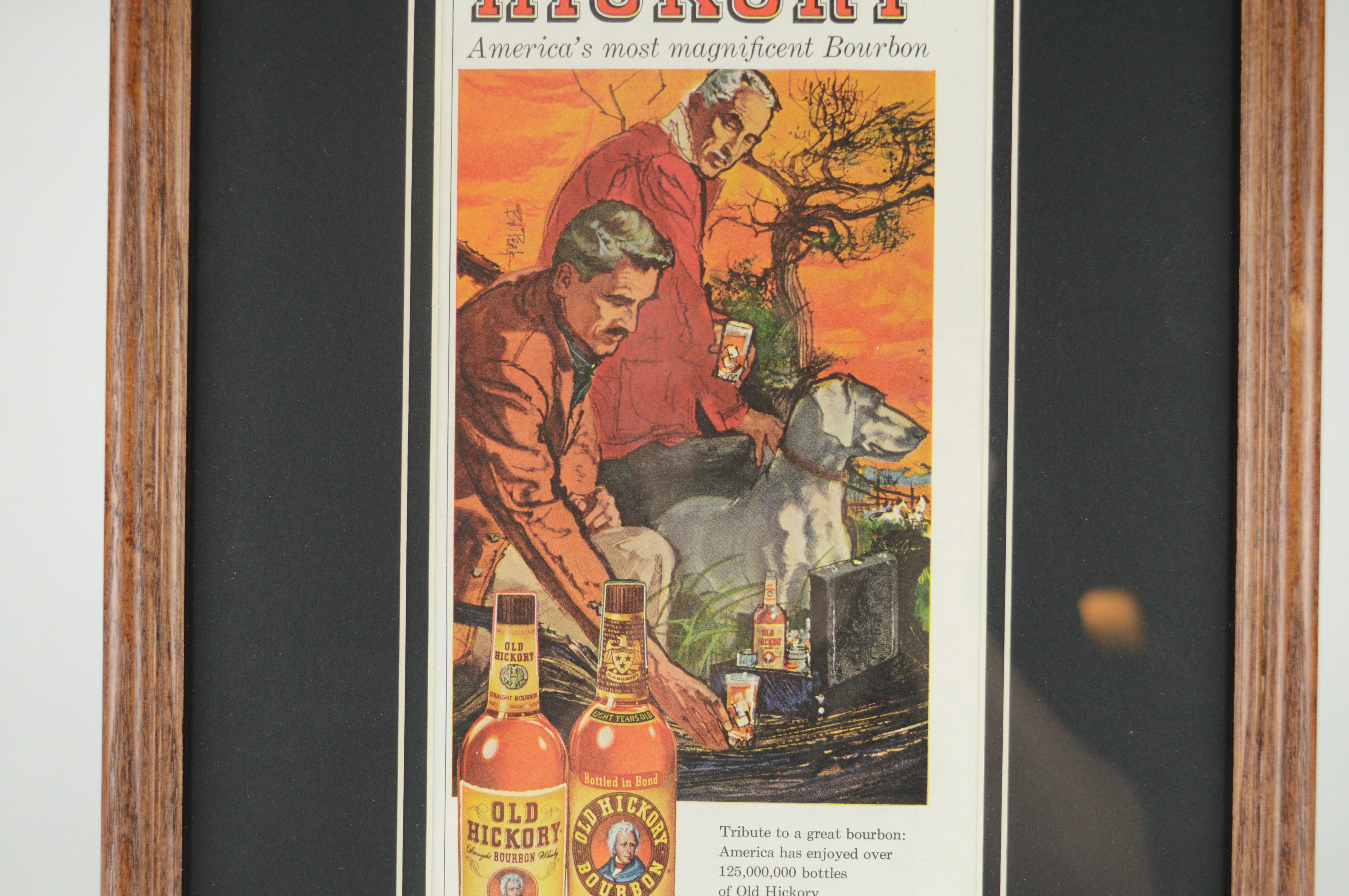 Original 1950  Framed Magazine Advertisement for Old Hickory Straight Bourbon Whisky