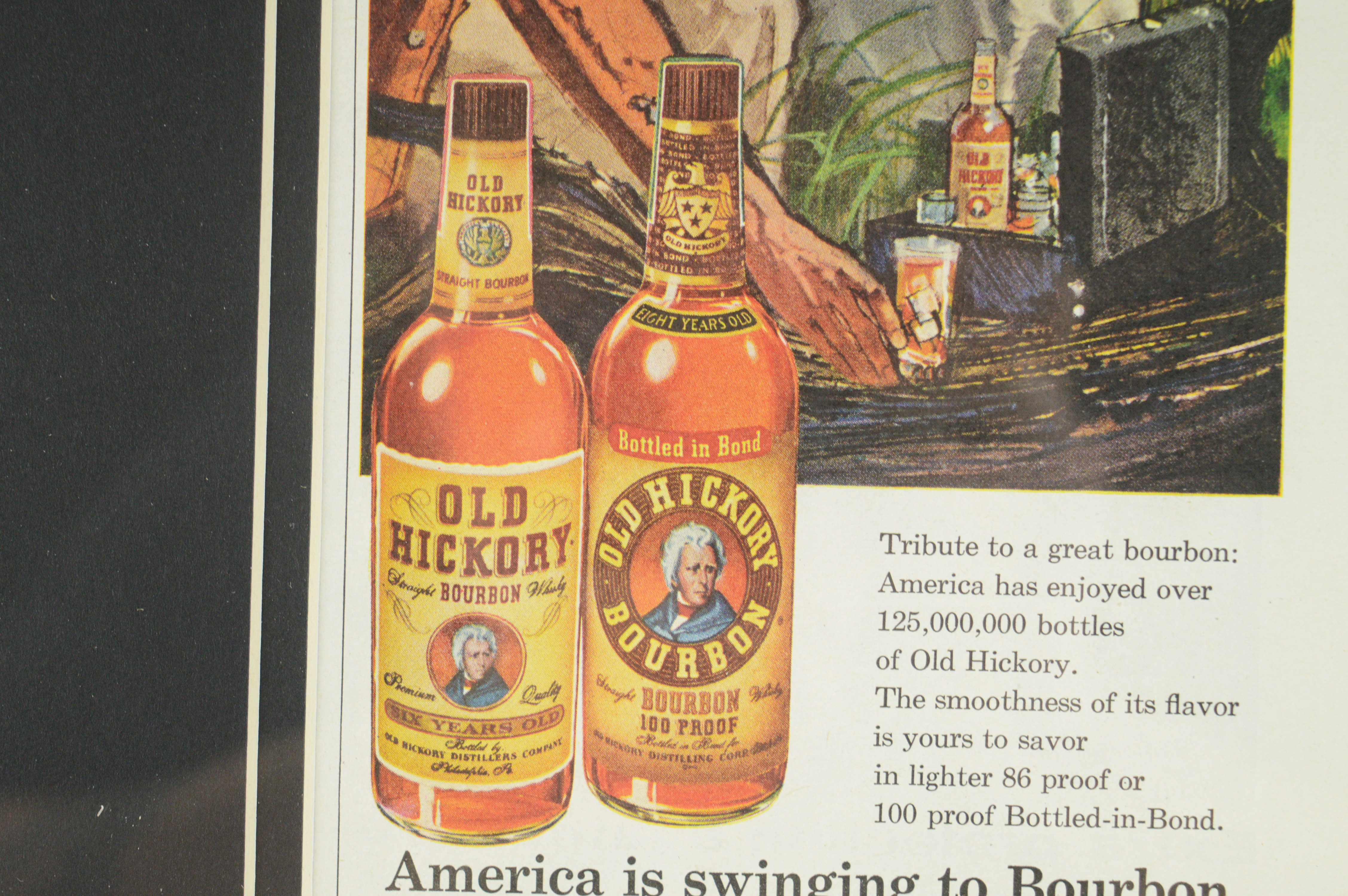 Original 1950  Framed Magazine Advertisement for Old Hickory Straight Bourbon Whisky