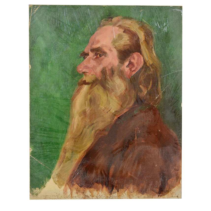 Oil Painting of a Bearded Man By Anne Fleckenstein