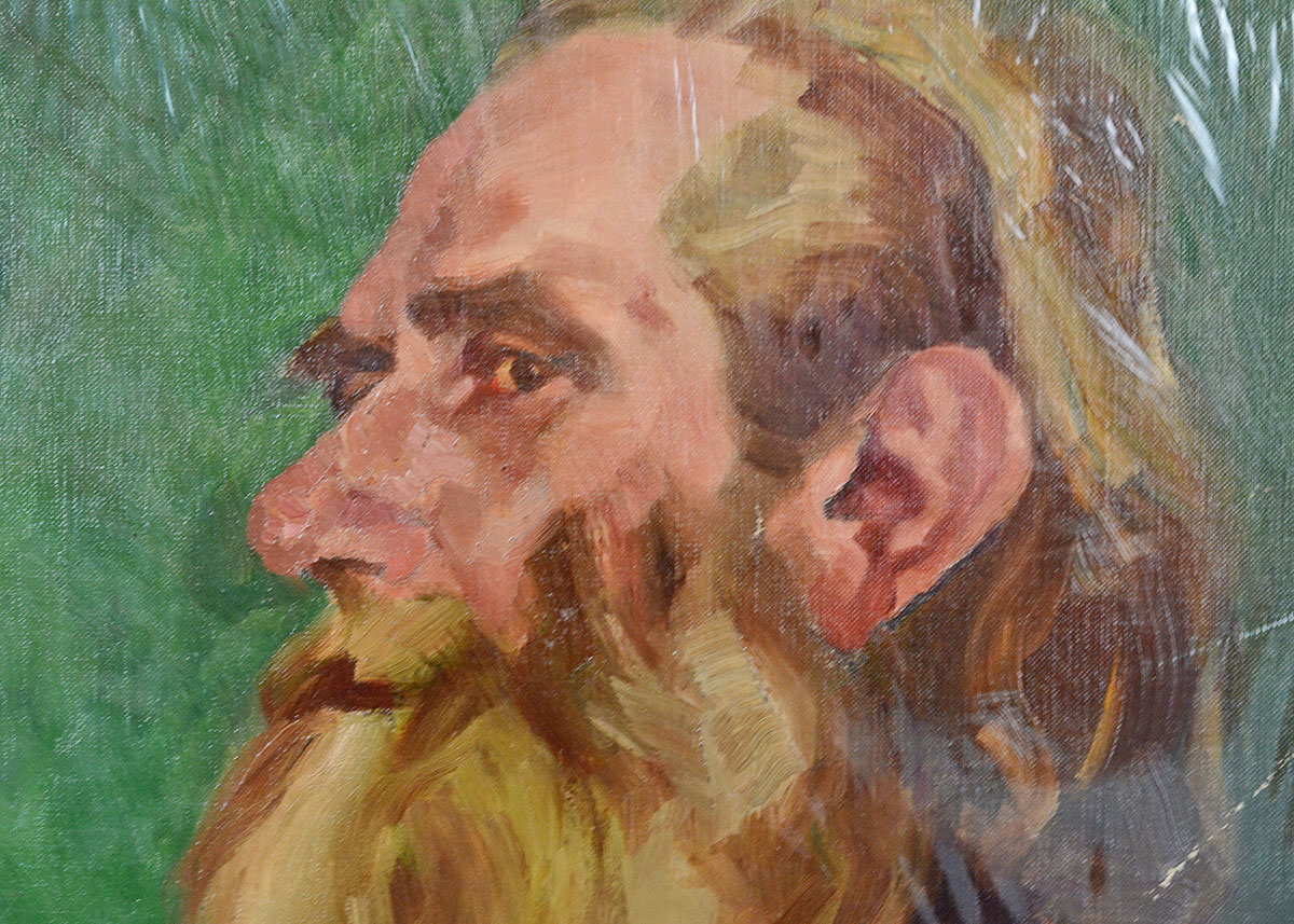 Oil Painting of a Bearded Man By Anne Fleckenstein