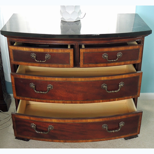 Chippendale Style Night Stand with Black Marble Top