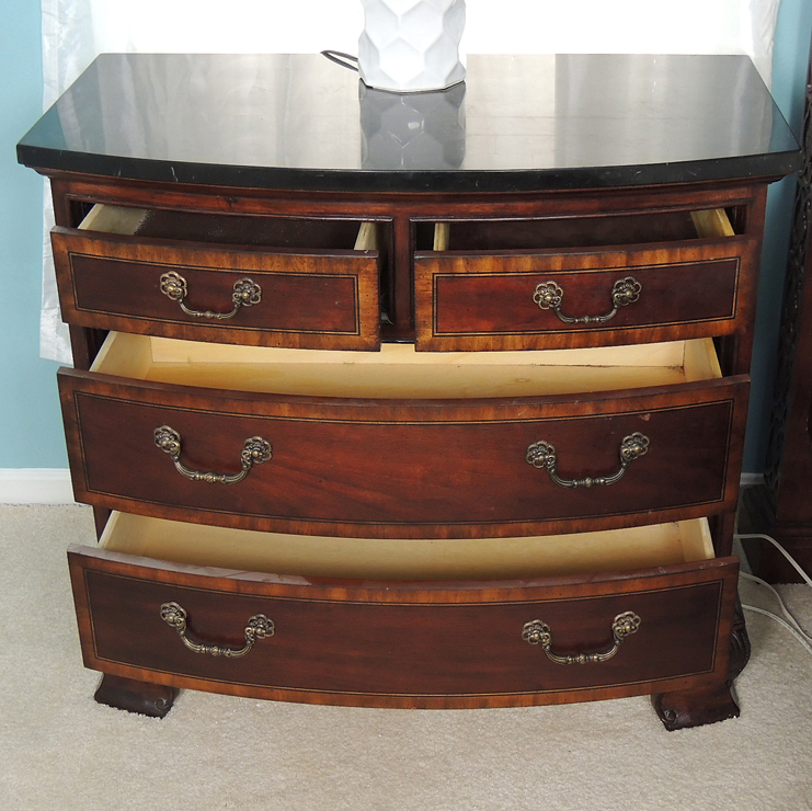 Chippendale Style Night Stand with Black Marble Top
