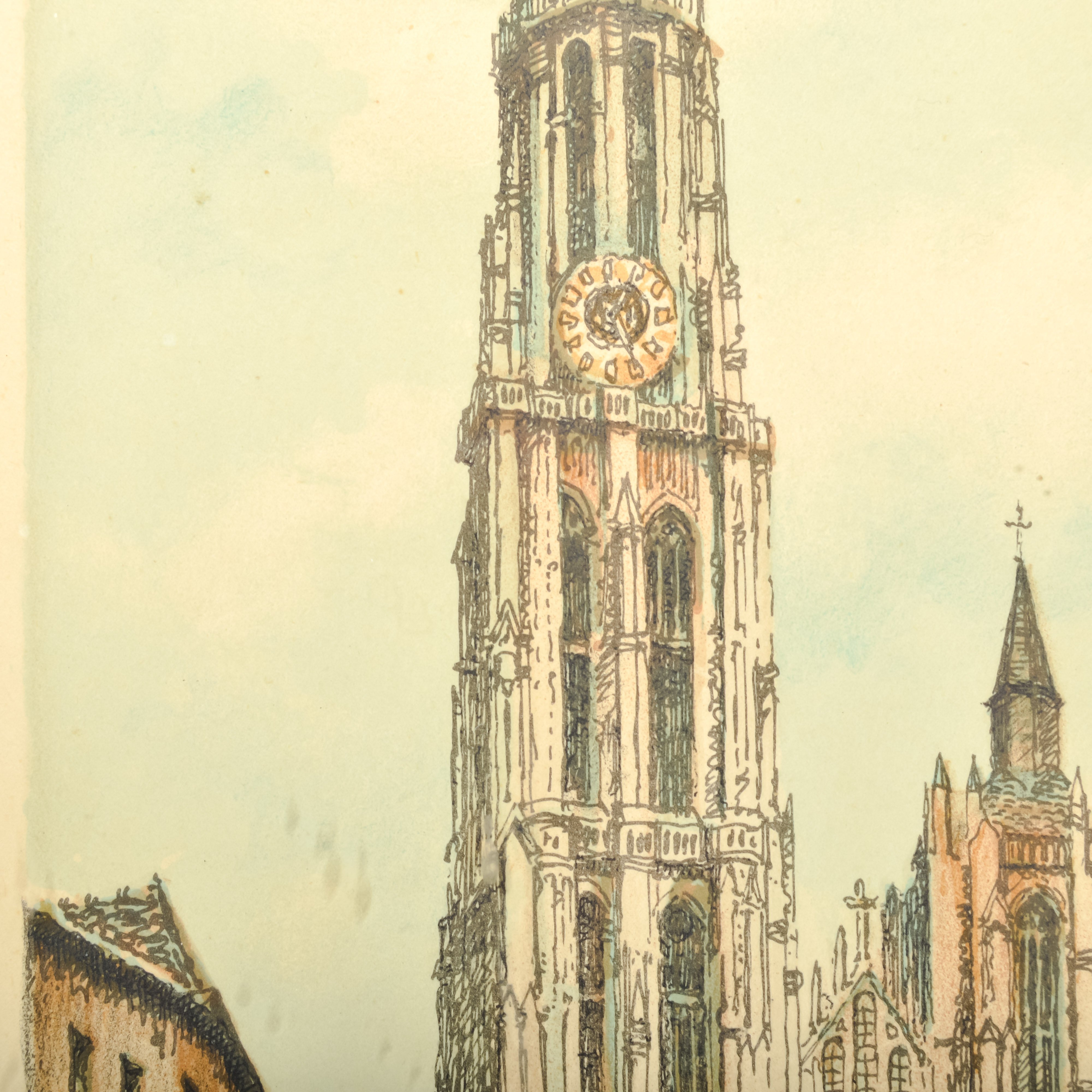 Signed Barday Antwerp Cathedral Lithograph