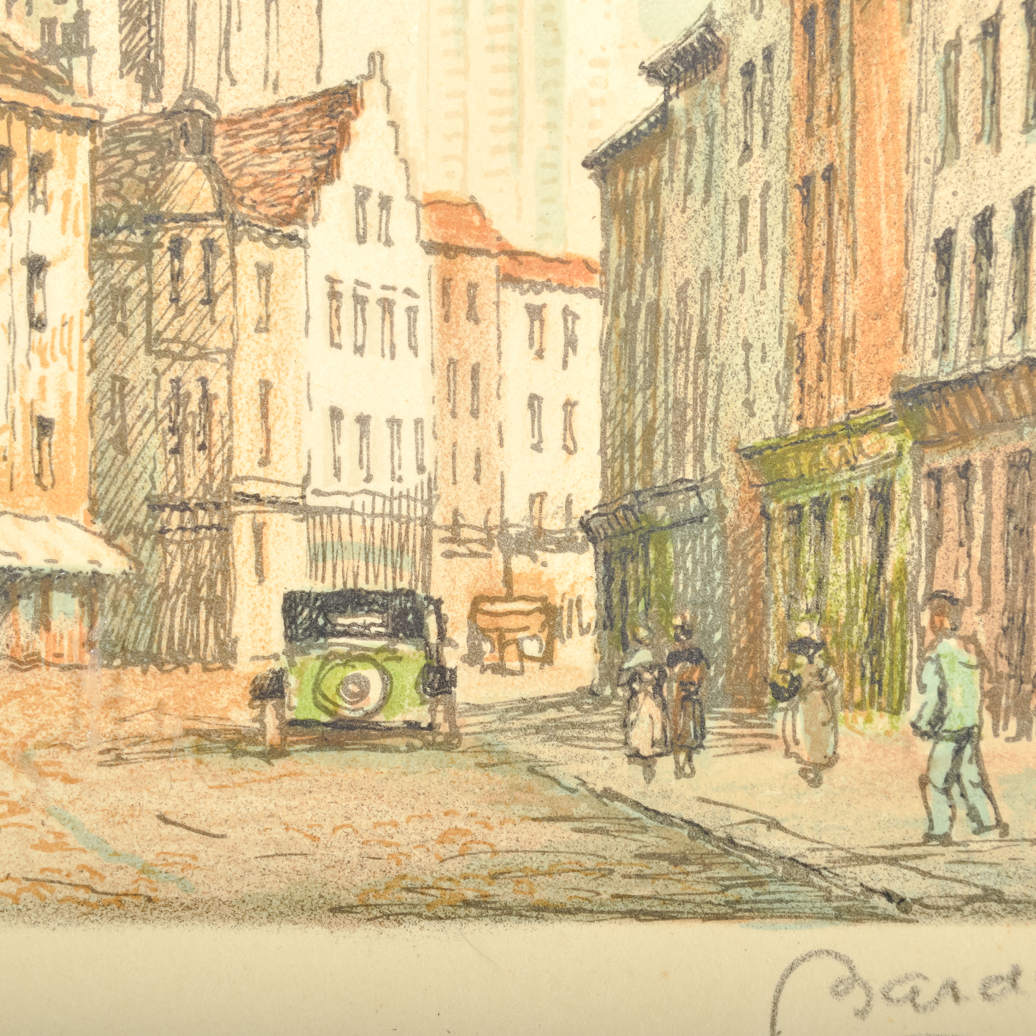 Signed Barday Antwerp Cathedral Lithograph