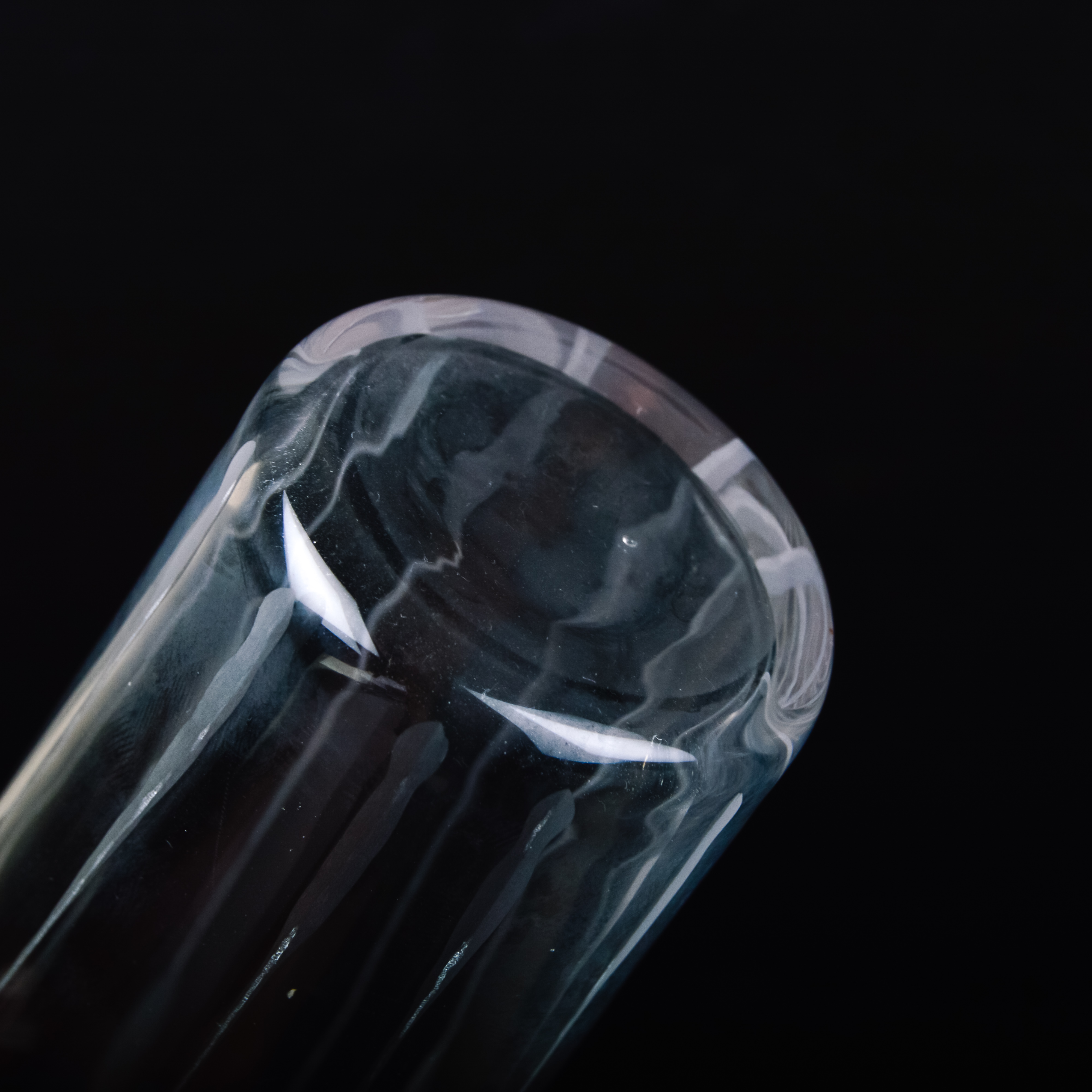 Set of Seven Etched Stemless Champagne Flutes