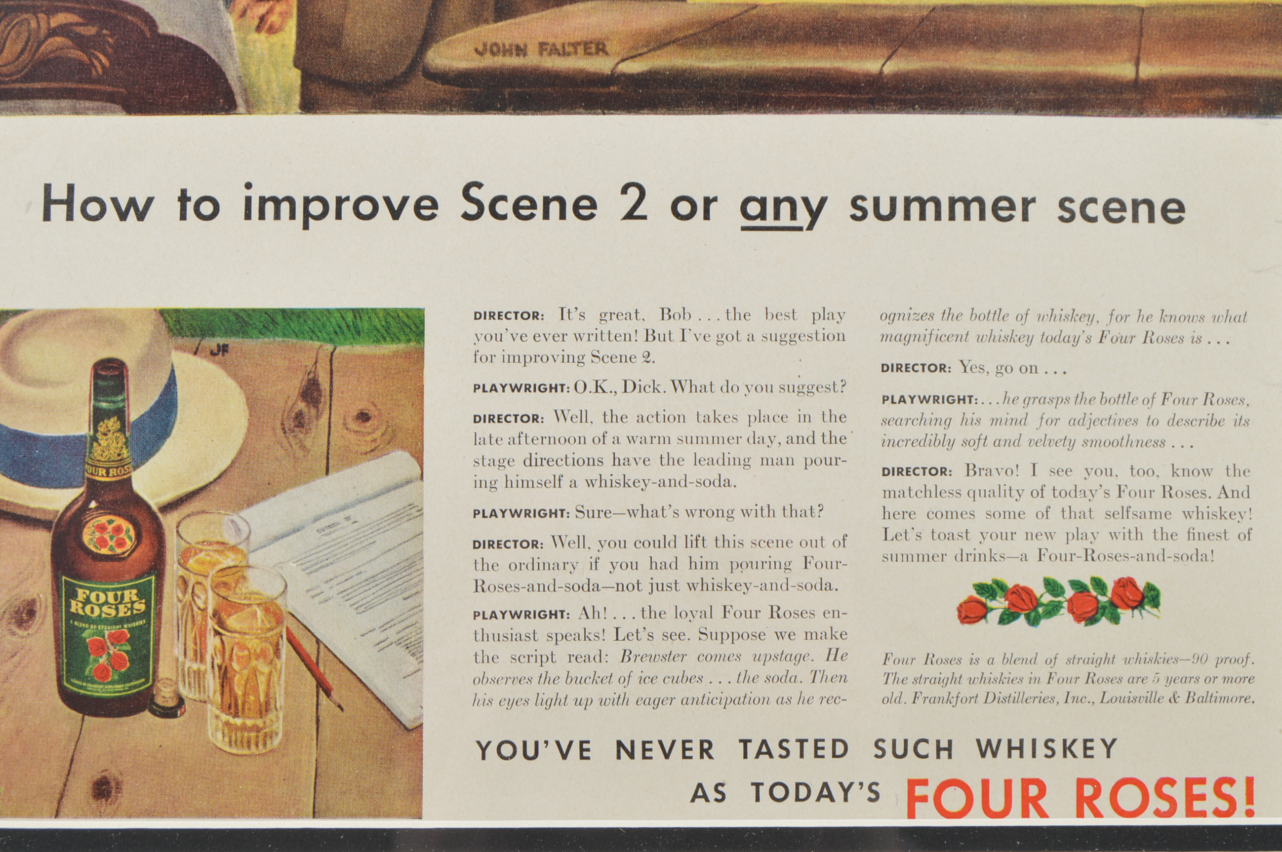 Original 1938 Magazine Advertisement for Four Roses Bourbon