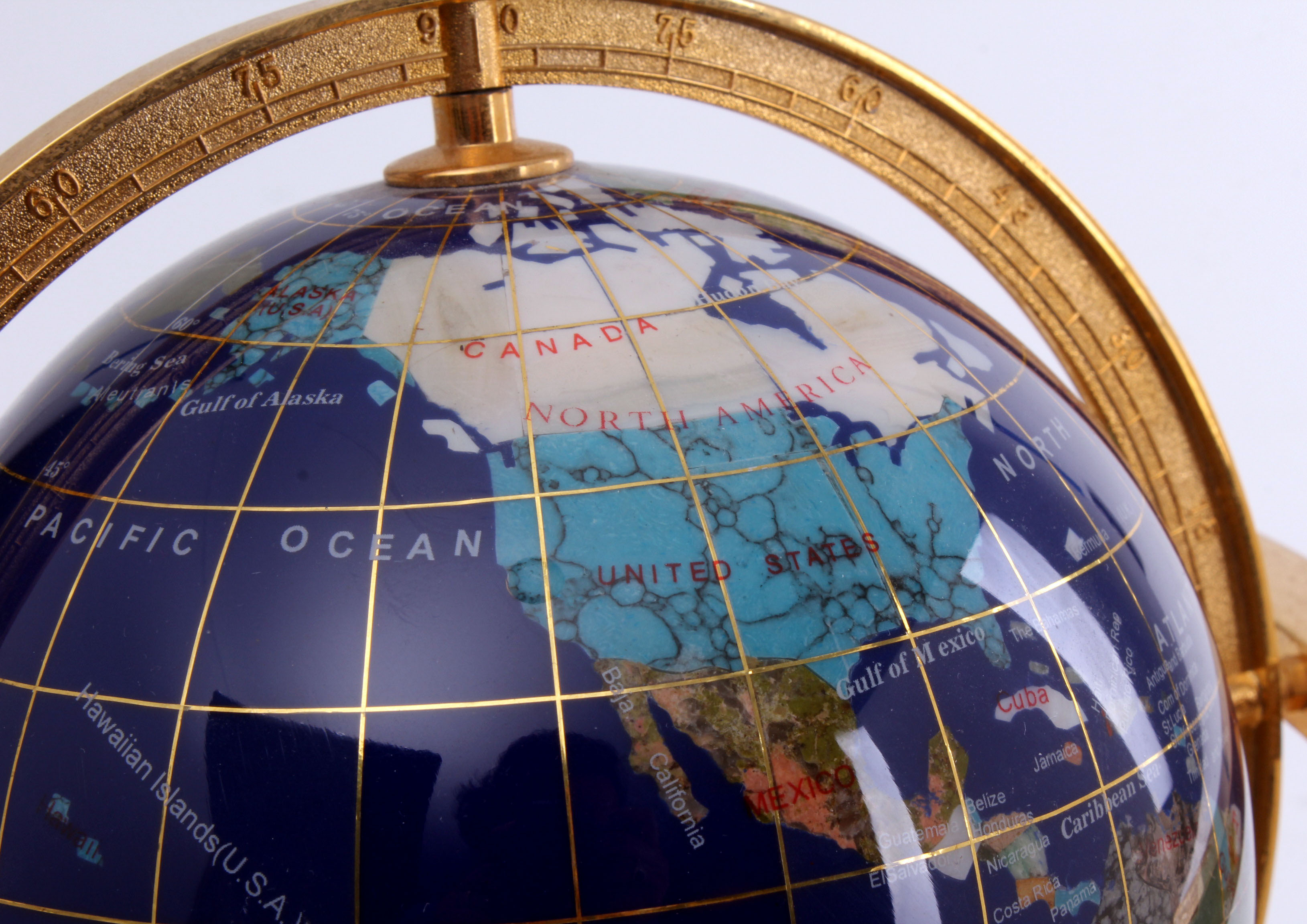 Brass and Semi Precious Stone Globe