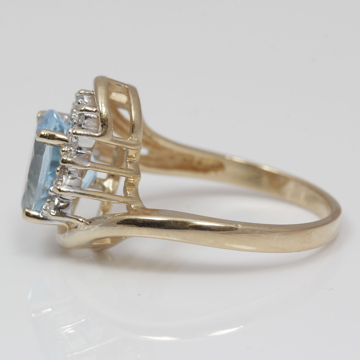 14K Yellow Gold, Blue Topaz and Diamond Ring