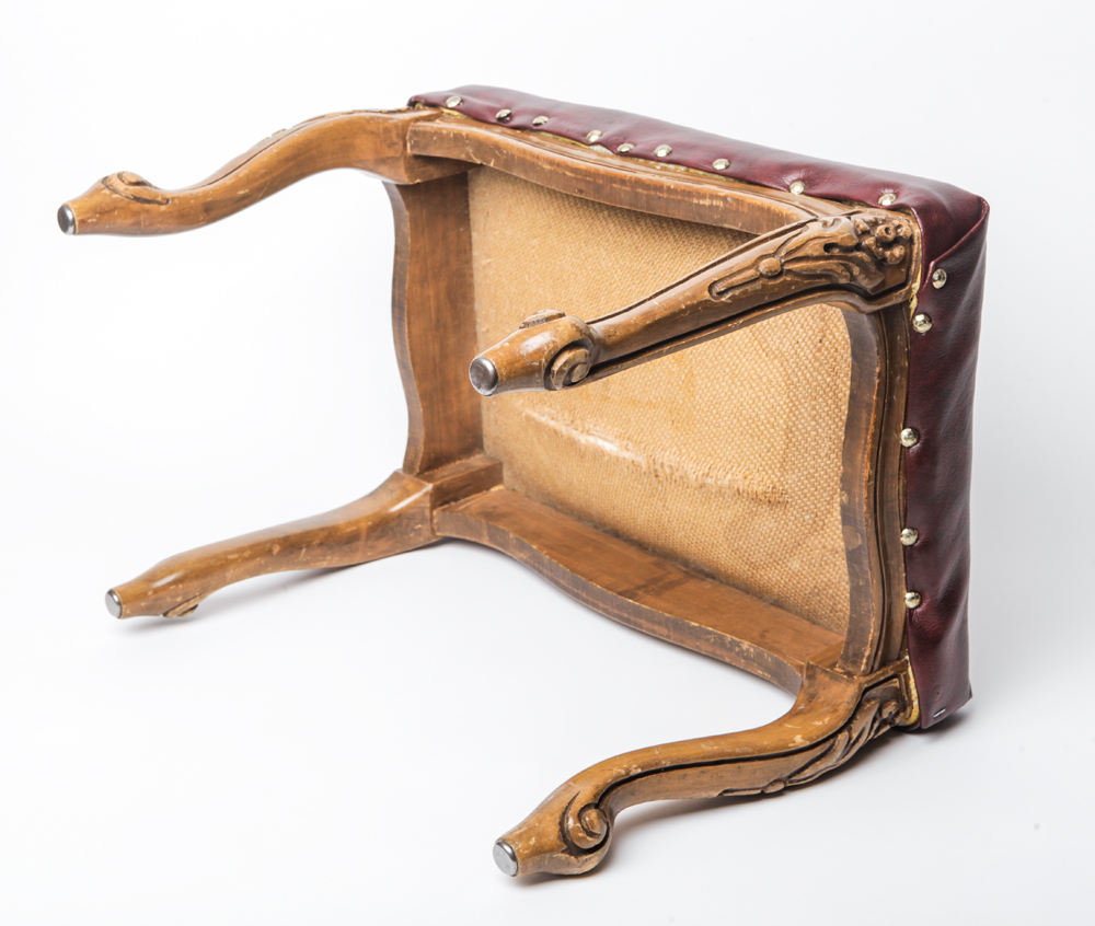 Vintage Carved Upholstered Footstool