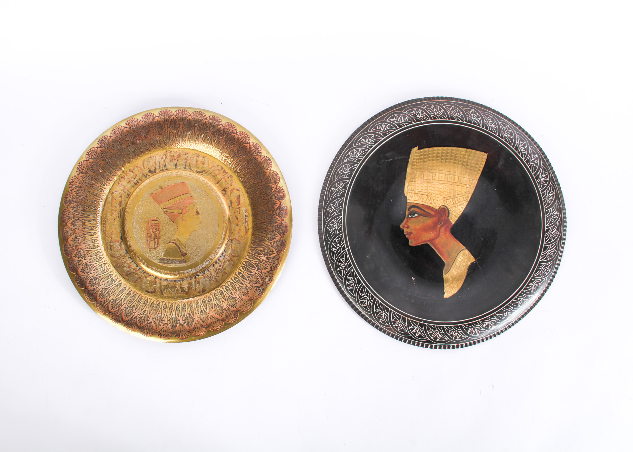 Duo of Egyptian Decorative Metal Plates