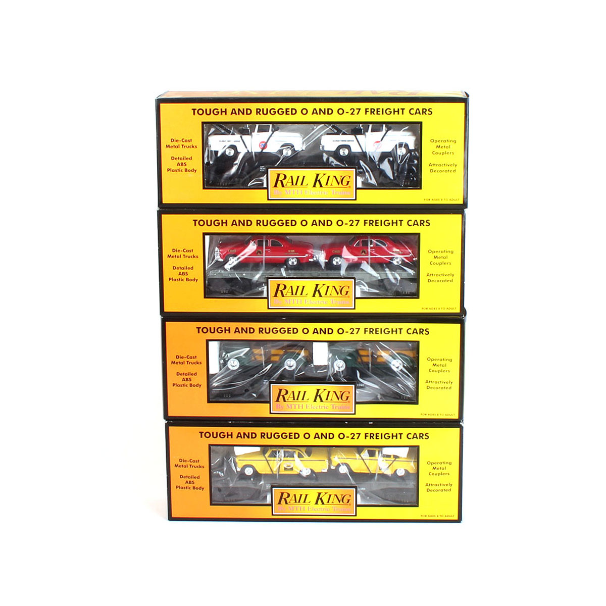 MTH Rail King Flat Cars with Classic Utility Vehicles