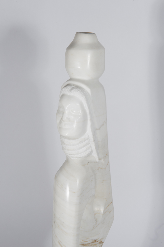 White Alabaster Native American Sculpture