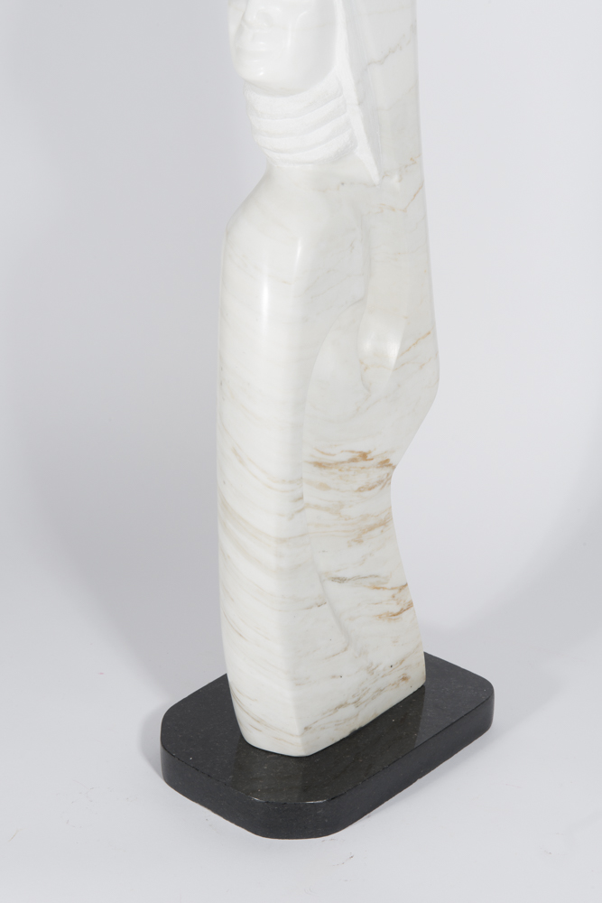 White Alabaster Native American Sculpture