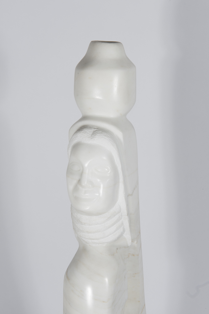 White Alabaster Native American Sculpture