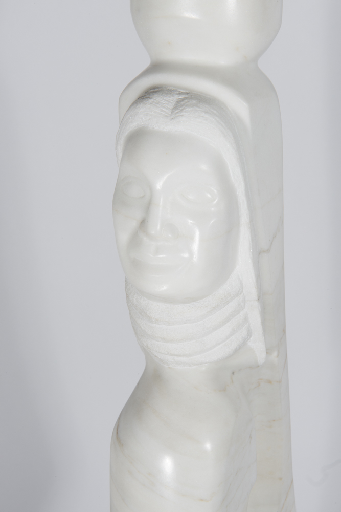 White Alabaster Native American Sculpture