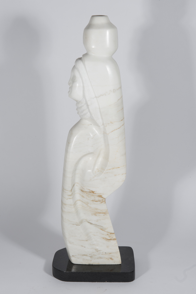 White Alabaster Native American Sculpture