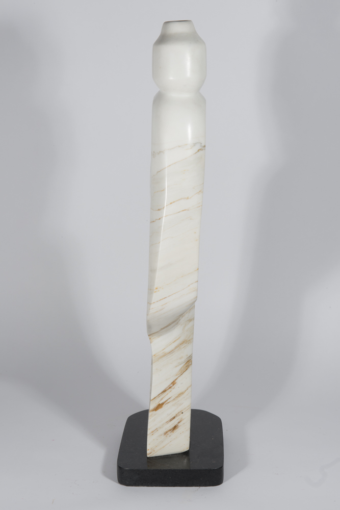 White Alabaster Native American Sculpture