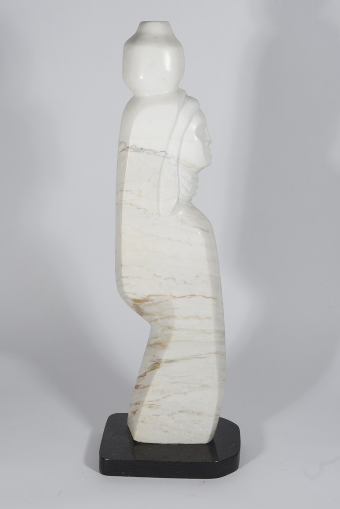 White Alabaster Native American Sculpture