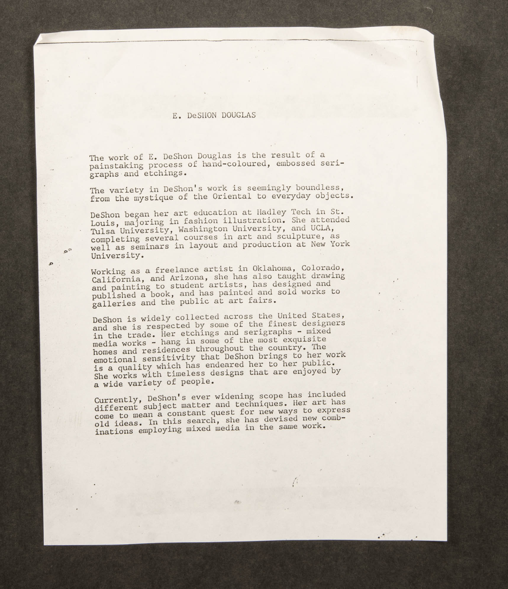 Pair of E. DeShon Douglass Framed Embossed Serigraphs