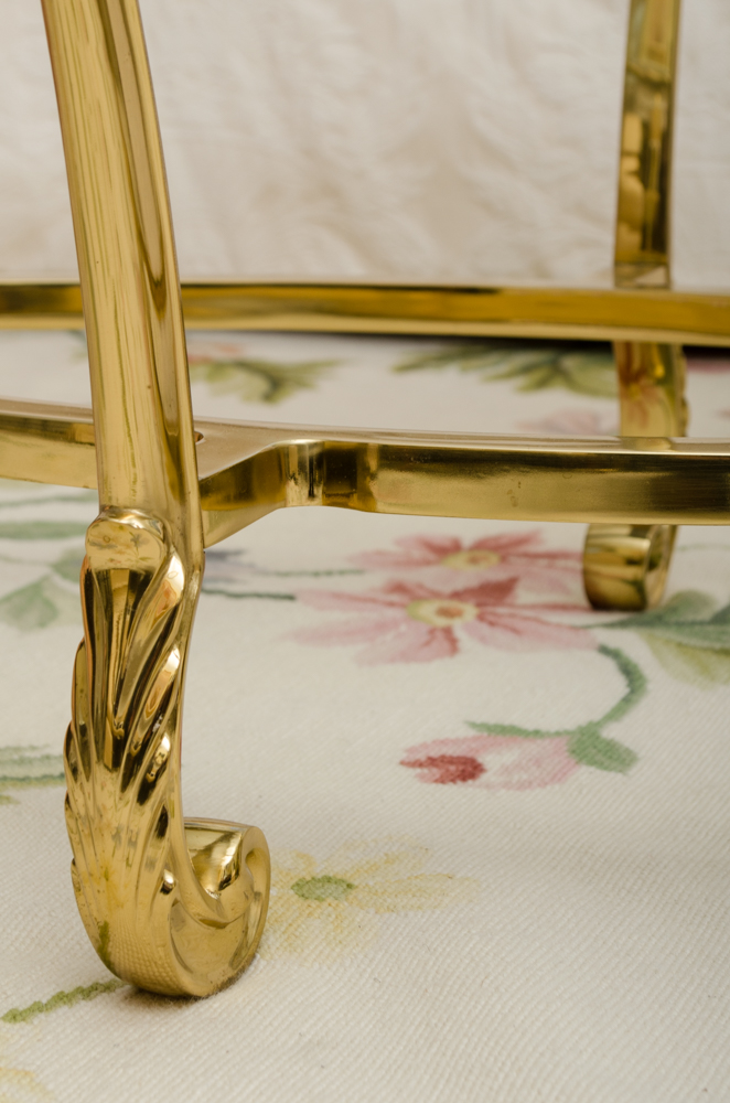 Vintage La Barge Brass And Glass Cocktail Table