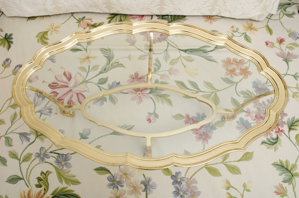 Vintage La Barge Brass And Glass Cocktail Table