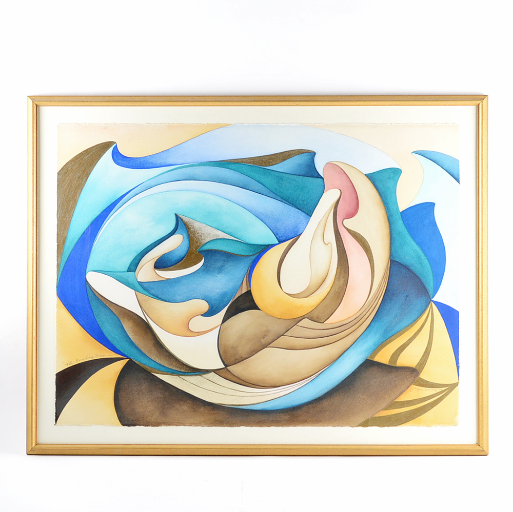 Original Jayne McNay Abstract Watercolor Titled "The Bounding Main"