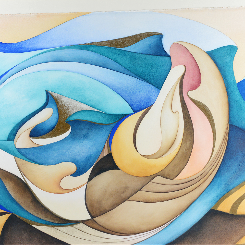 Original Jayne McNay Abstract Watercolor Titled "The Bounding Main"